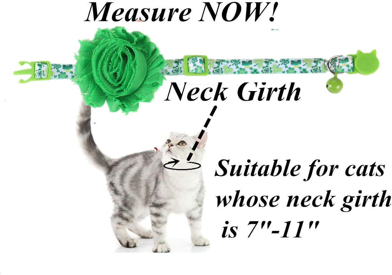 Boombone Cat St Patricks Day Collar Flower,Breakaway Puppy Collars Charms Pet Irish Accessories