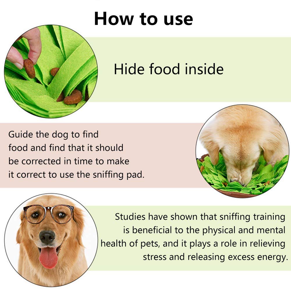 AWOOF Pet Snuffle Mat for Dogs, Interactive Feed Game for Boredom, Encourages Natural Foraging Skills for Cats Dogs Bowl Travel
