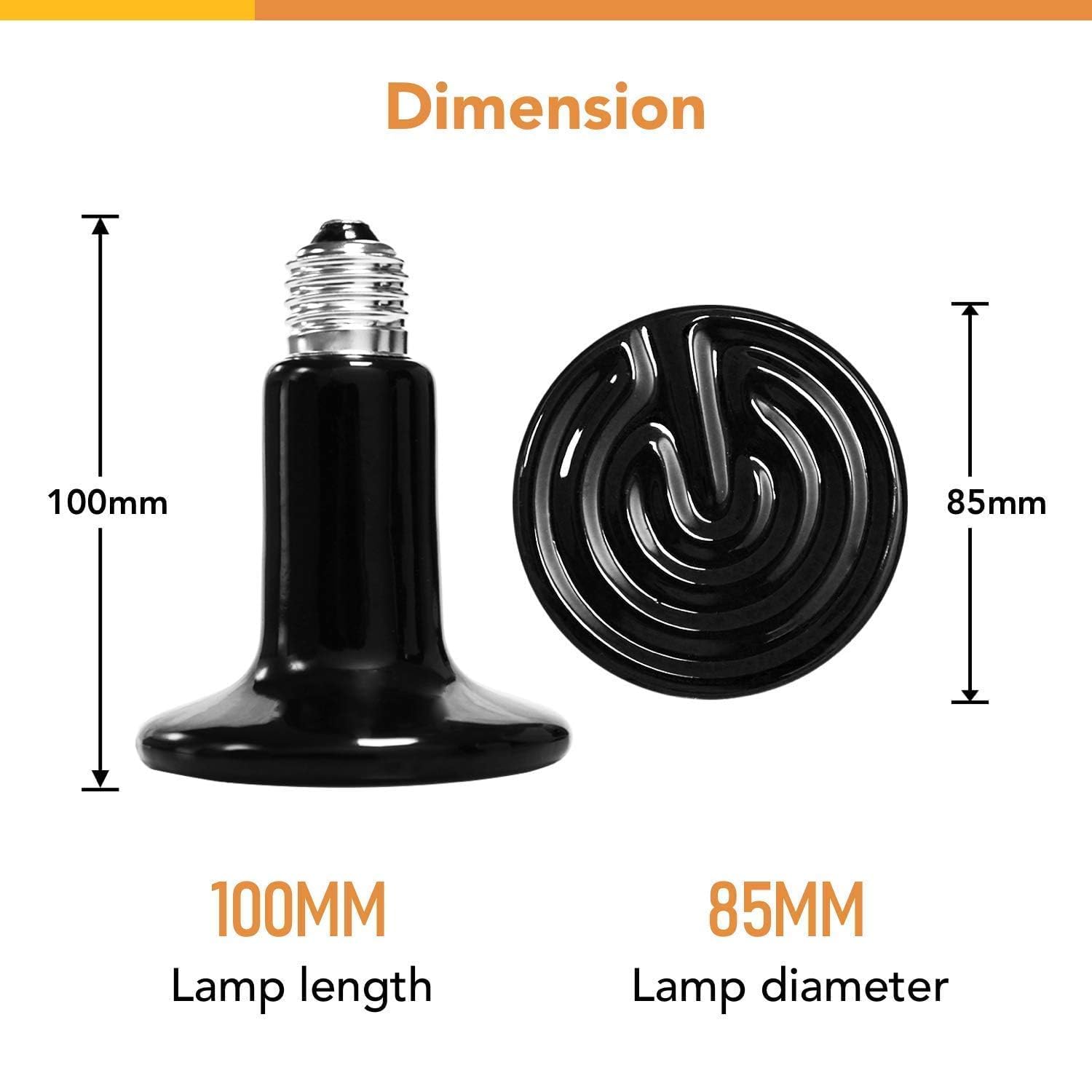 Simple Deluxe 100W Ceramic Reptile Heat Lamp Bulb & 150W Clamp Light With 8.5'' Aluminum Reflector Combo For Amphibian Pets, Sil