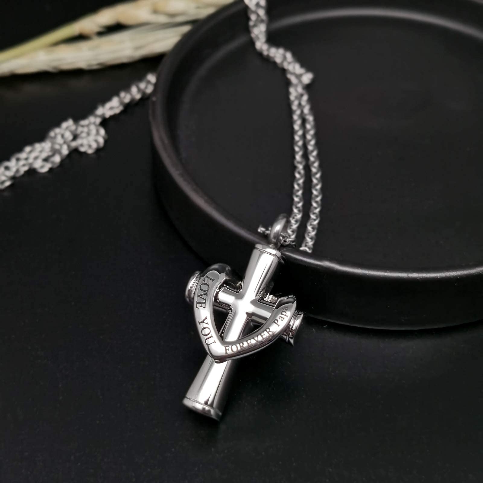 Luxglitterlin Religious Cross I Love You Forever Cremation Jewelry Urn Necklace For Ashes Nana Memorial Keepsake Pendant