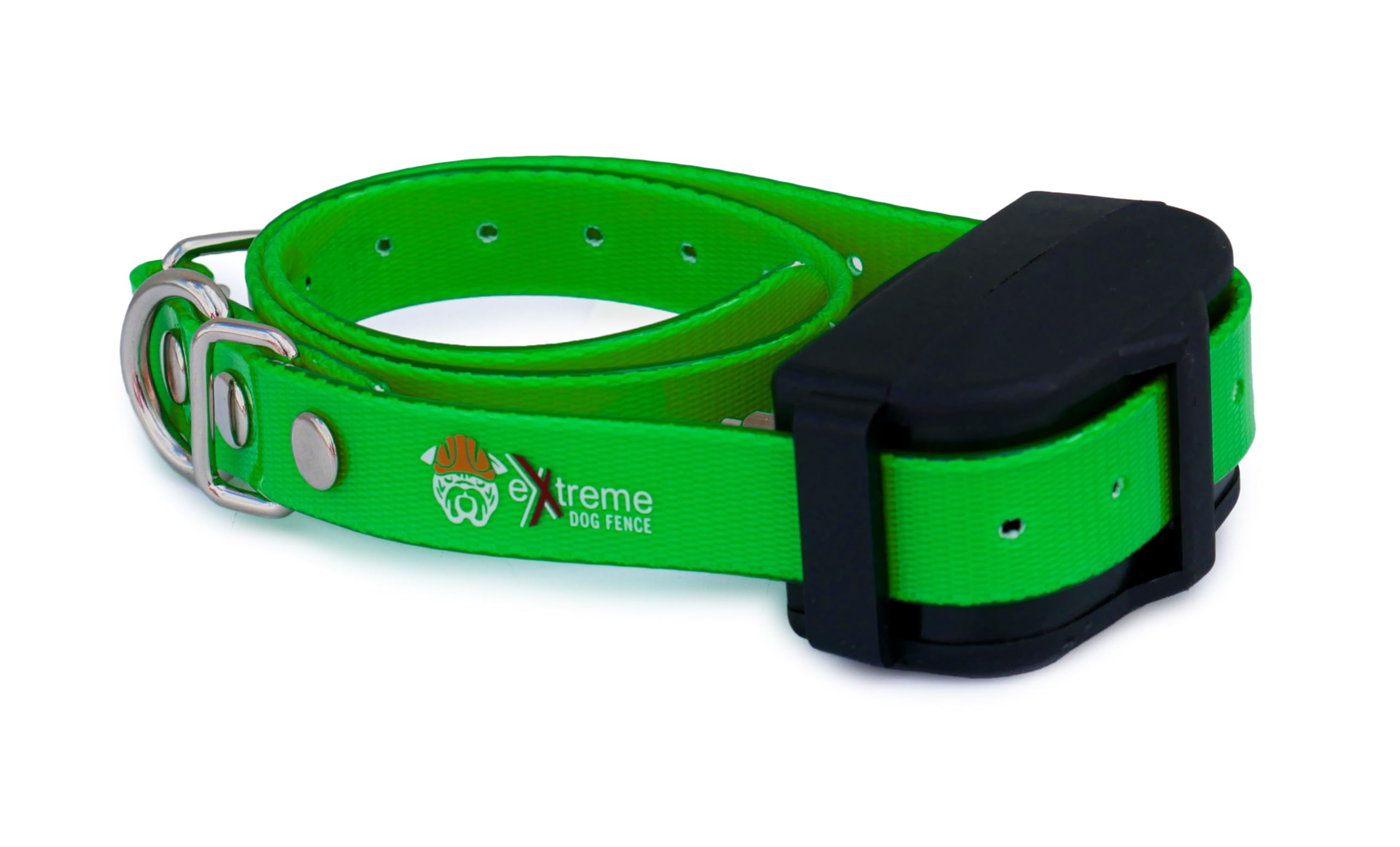 Green 3/4'' Heavy Duty Tpu Coated Nylon Replacement Dog Collar Strap With Metal Buckle For Shock, Bark And Electric + Containmen