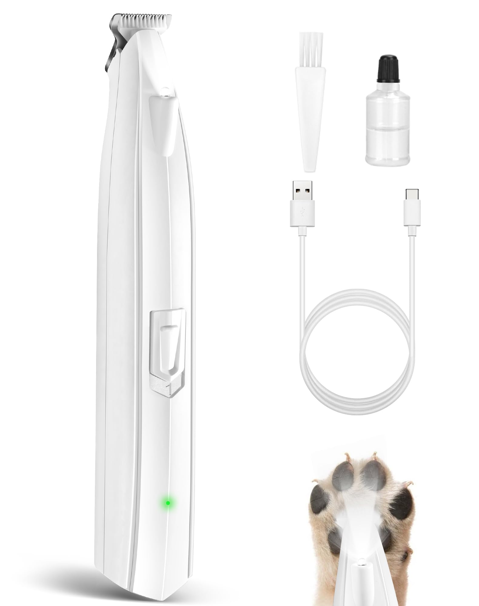 lexflext Dog Paw Trimmer for Grooming, Cordless Electric Dog Clippers with LED Light, Rechargeable Low Noise Small Pet Shaver fo