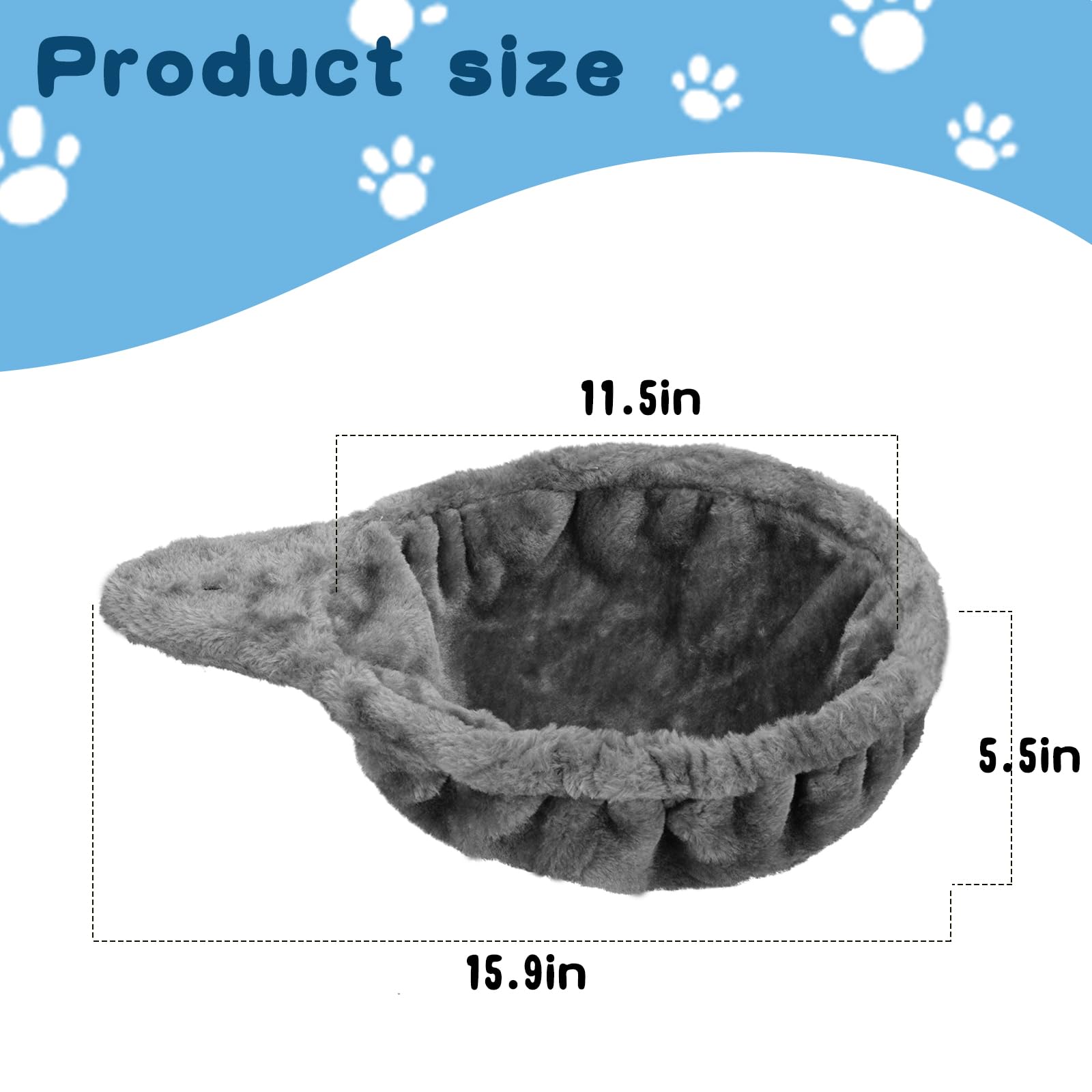 UXIETIN Cozy Cat Tree Hammock for Large Cats - Deep Basket Add-On, Extra Large (12.4), Grey