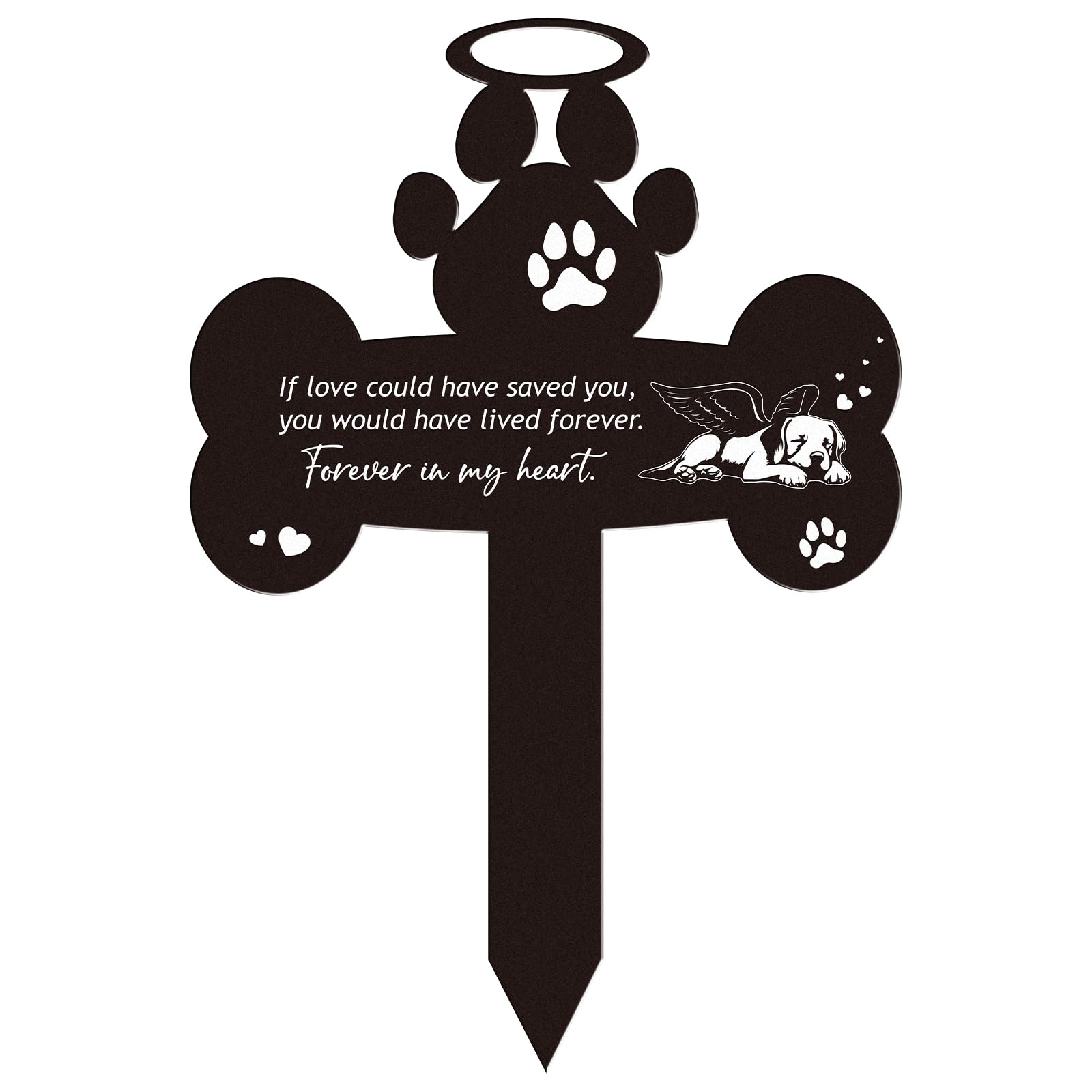 Rngmsi Pet Grave Markers Dog - Pets Memorial Stone Decorations Cemetery Headstones Decor Graveyard Remembrance Graveside Metal S