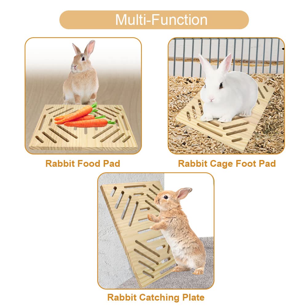 Litewoo Rabbit Scratch Board Foot Pad Mat Chew Toy Grinding Claws Teeth Natural Wood For Small Animal Rabbit Hamster Chinchilla Guinea Pig Ferret Gerbil Bunny Rat Cage Accessories (B)