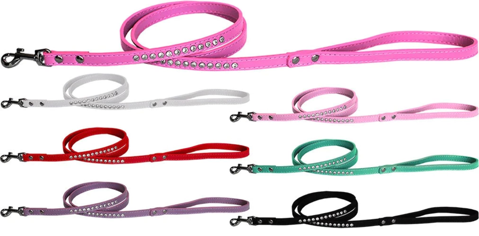Pet, Dog or Cat Fashion Leash,Clear Jewel (Available in 7 colors) White 1/2" wide x 4' long
