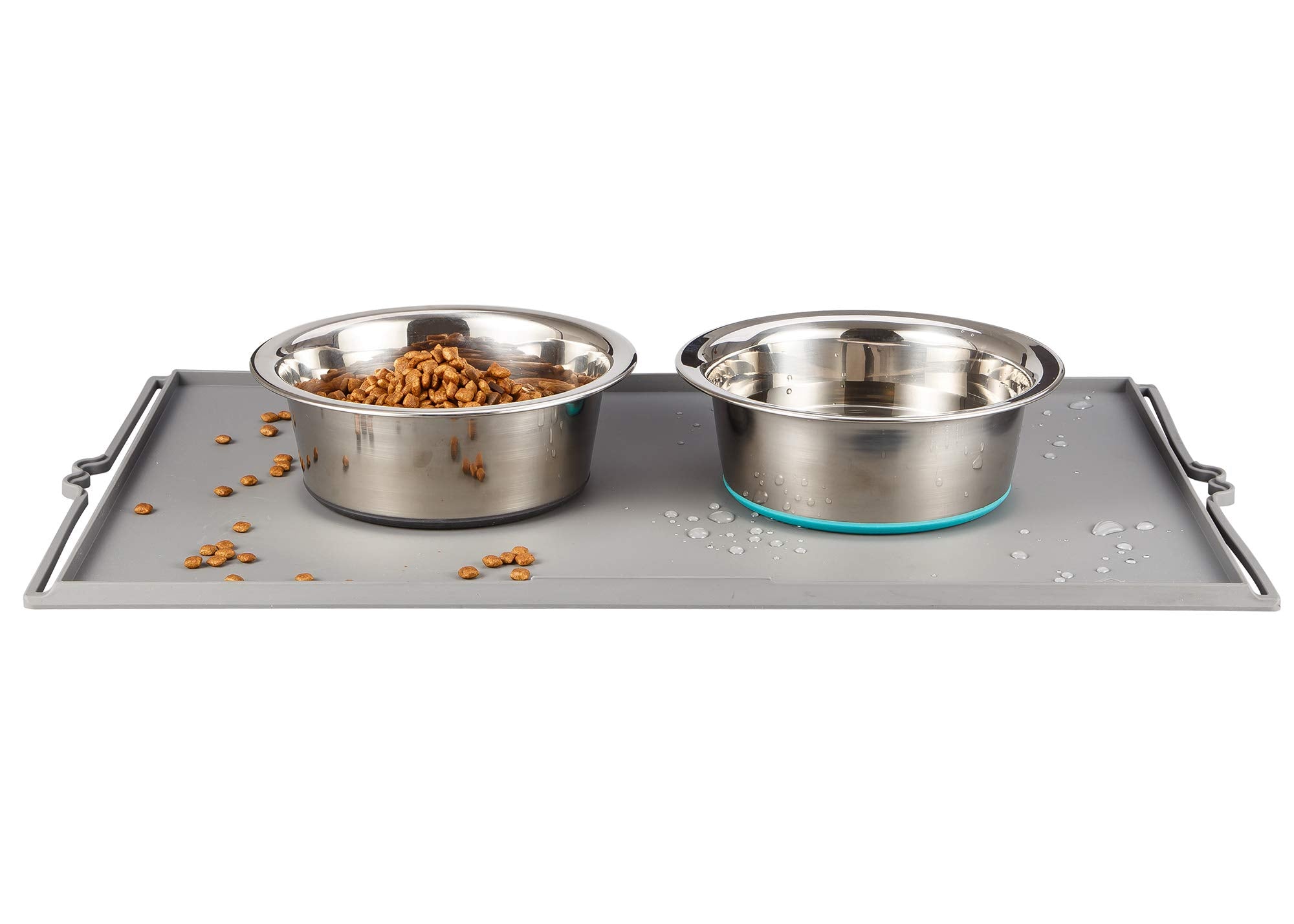 PEGGY11 Deep Stainless Steel Anti-Slip Dog Bowls with Silicone Mat - 2 Bowls + Mat, 6 Cups