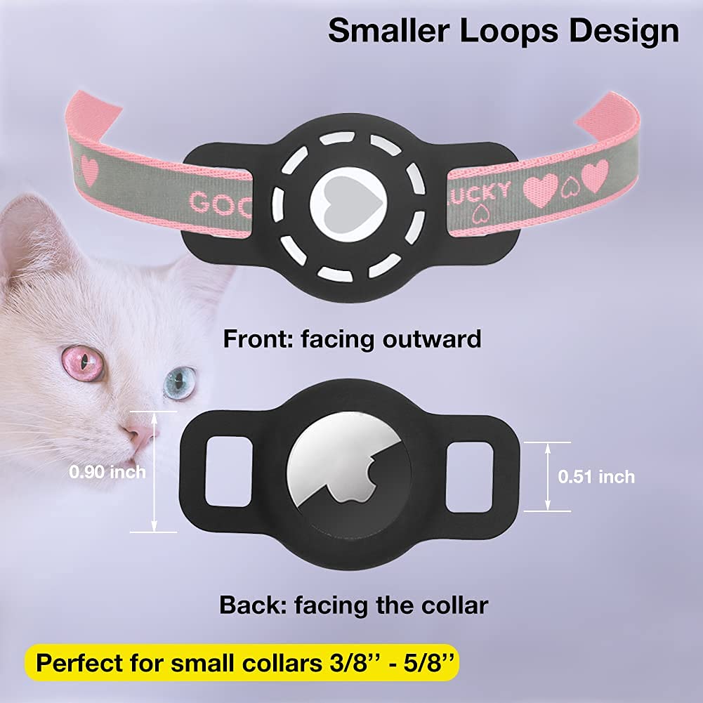 Whalezon Airtag Cat Collar Holder, Small Air Tag Dog Collar Holder Compatible With Apple Tag, Anti-Lost Pet Tracker Case For Puppy Collars 3/8' 5/8'
