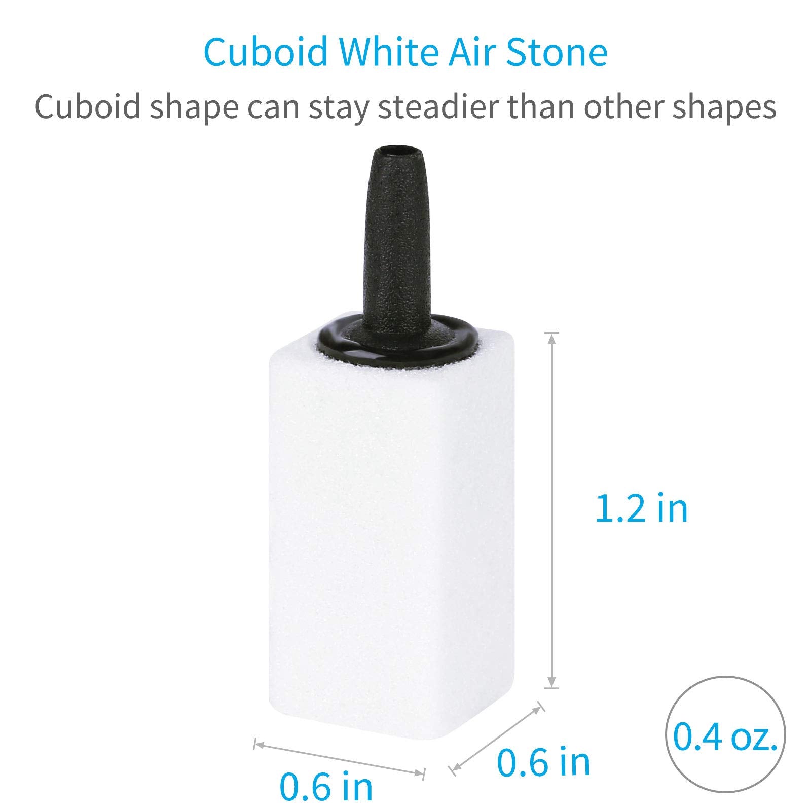 Pawfly 1.2 Inch Air Stone White Cuboid Bubble Stone Diffuser Bubbler Airstones for Aquarium Fish Tank and Pump, 10 Pack