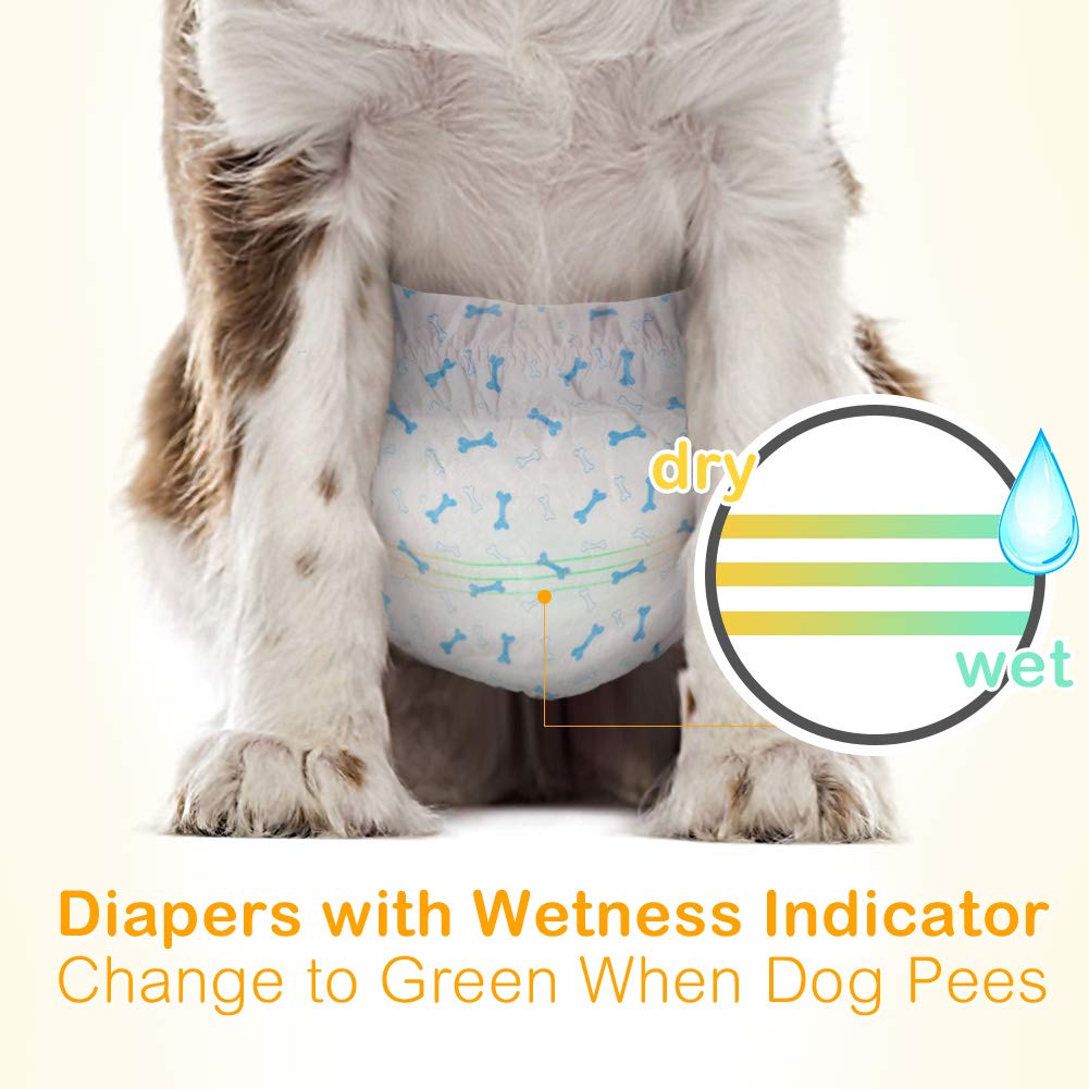 Dono Disposable Dog Diapers Male Dog Wraps Super Absorbent Soft Diapers for Dogs,with Wetness Indicator,32pcs,L (25-32)