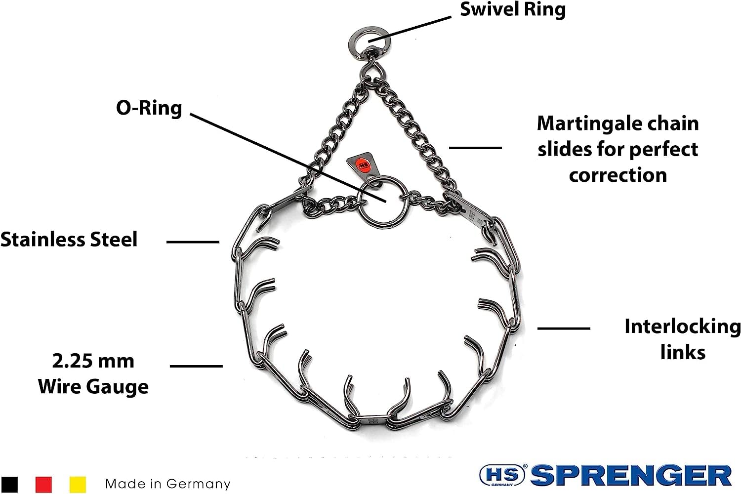 Herm Sprenger Stainless Steel Prong Dog Training Collar With Swivel Ultra-Plus Pet Pinch Collar No-Pull Collar For Dogs Made In Germany 2.25Mm X 16In Small
