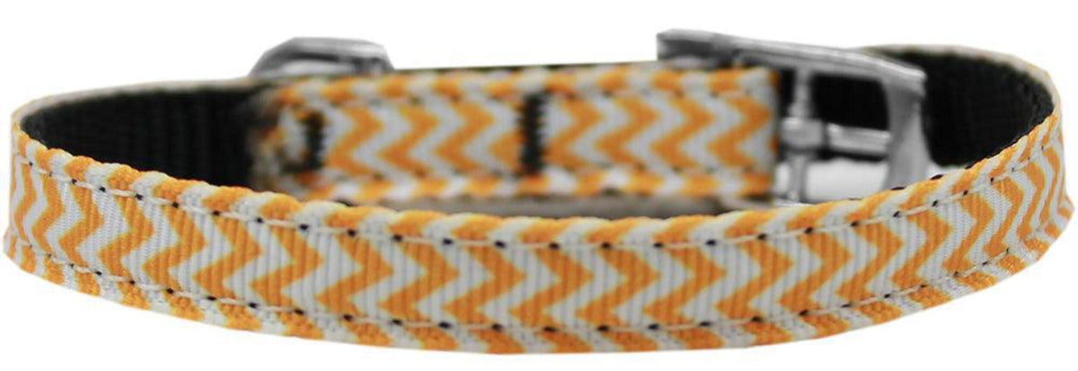 Mirage Pet Products Chevrons Nylon Dog Collar with Classic Buckle, Size 14, Orange