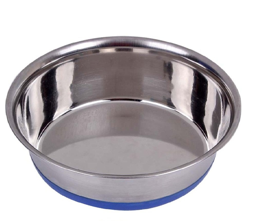 Empire Stainless Steel Dog And Cat Food Bowl With Rubber Base For Grip (Medium)