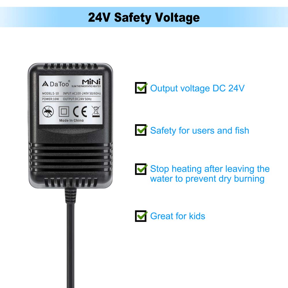 Datoo 10 Watt Small Aquarium Heater Mini Betta Flat Fish Tank Heater For 1 Gallon 1.5 Gallon