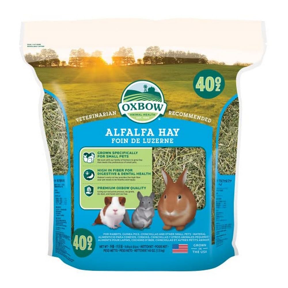 Oxbow Animal Health Alfalfa Hay  All Natural Hay for Young, Pregnant, or Nursing Small Pets  40 oz.