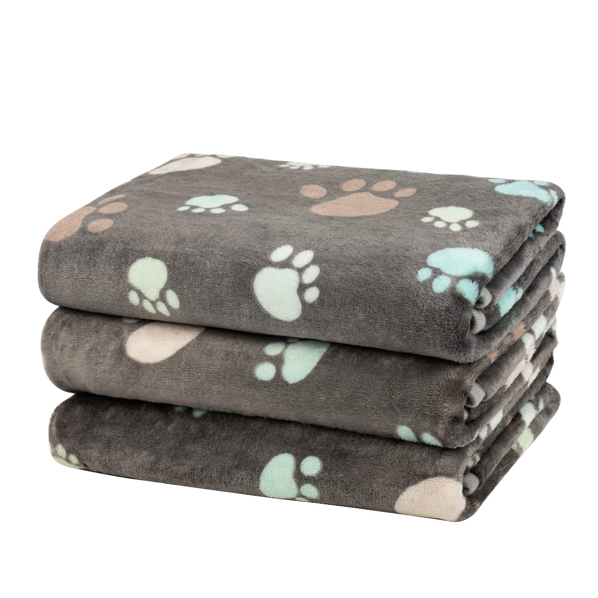 Dono 1 Pack 3 Dog Blankets For Small Dogs, Soft Fluffy Paw Print Pattern Fleece Pet Blanket Warm Sleep Mat, Puppy Kitten Blanket Doggy Mat For Dog Cat Kitten Doggy (30 * 20')