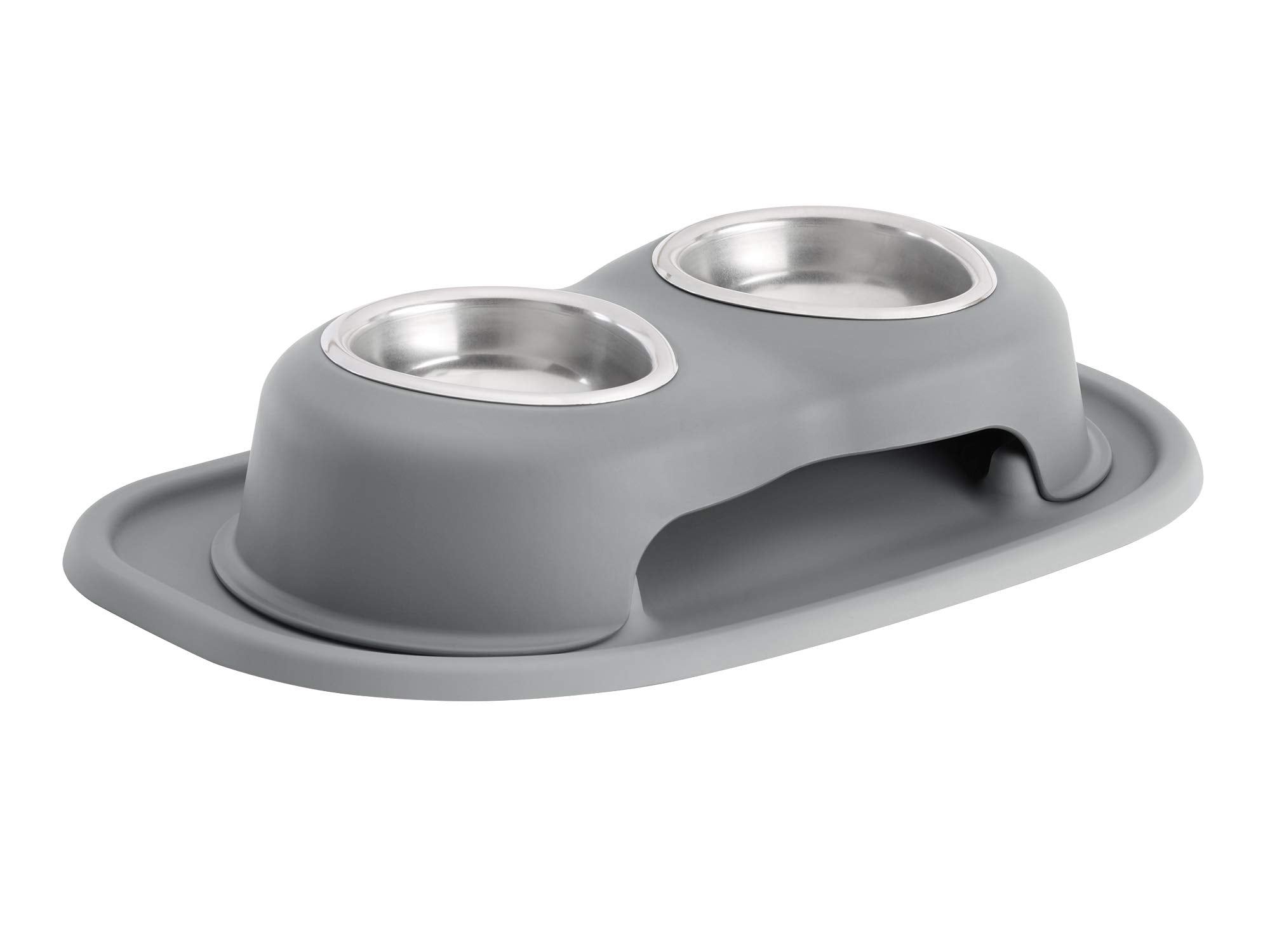 Weathertech Double High Pet Feeding System - Elevated Dog/Cat Bowls - 3 Inch High Dark Grey (Dhc0803Dgdg)