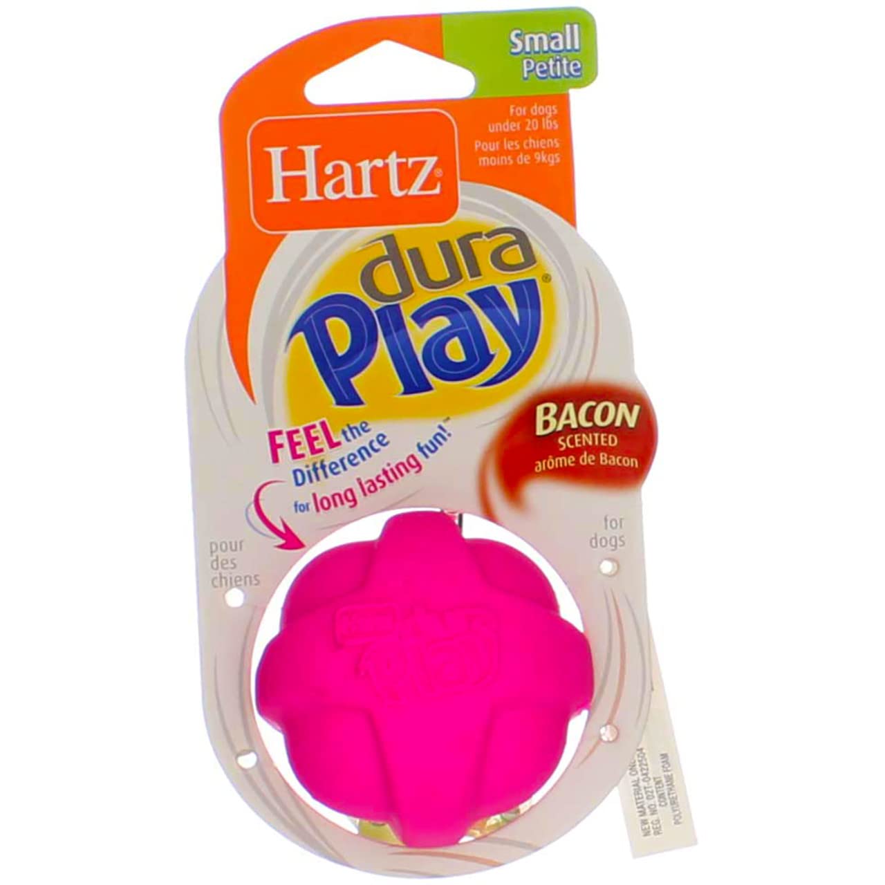 Hartz Bacon Dura Play Ball - Assorted Colors, Durable Dog Toy for Chewing and Fetching, Fun Playtime for Pets