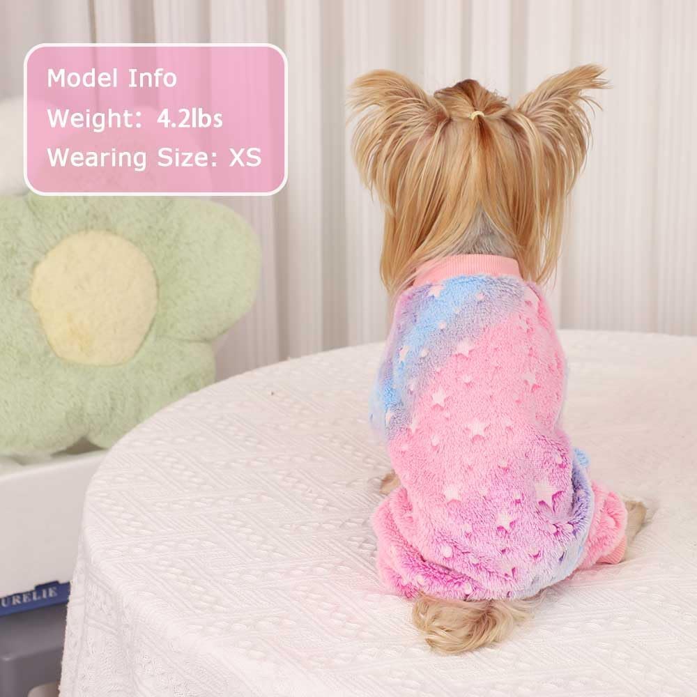 Dog Pajamas For Small Dogs, Glow In Dark Tie Dye Unicorn Pjs, Super Soft Velvet Material Chihuahua Yorkie Tiny Clothes Outfits (