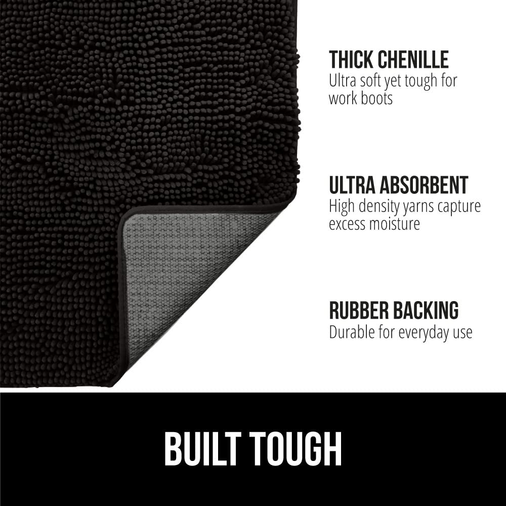 Gorilla Grip Ultra Absorbent Grippy Doormat for Muddy Dog Paws, 70x24 Machine Washable Soak Stopper Rugs Cleaner Floors, Bed Mat