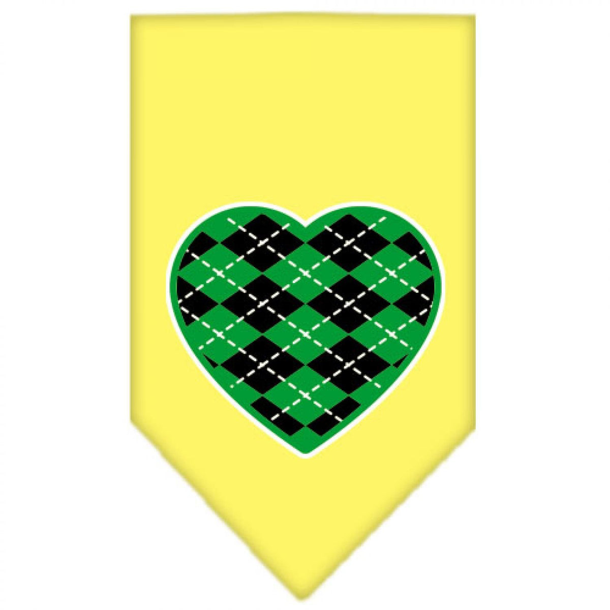 Pet and Dog Bandana Screen Printed, Green Argyle Heart Yellow Large