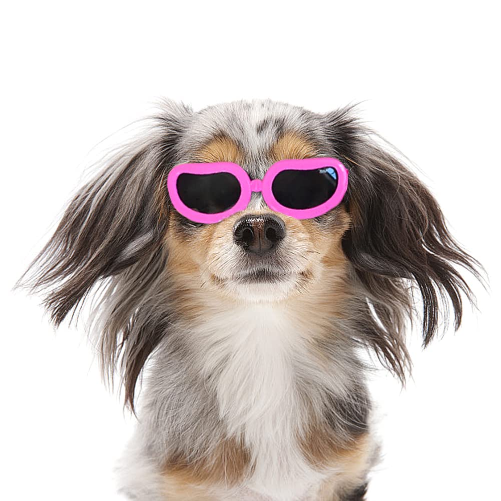 Enjoying Dog Goggles Small Breed, Uv Protection Sunglasses For Dogs Small Breed, Windproof Driving Doggy Goggles, Snow Day Dog Eye Protection, Anti-Fog Dustproof, Adjustable Straps, Pink