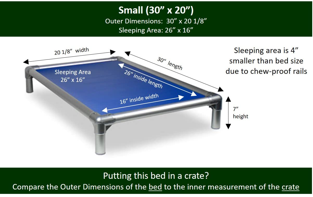 Kuranda Chewproof Bed - Silver Aluminum - 30'' x 20'' - Heavy Duty Vinyl - Royal