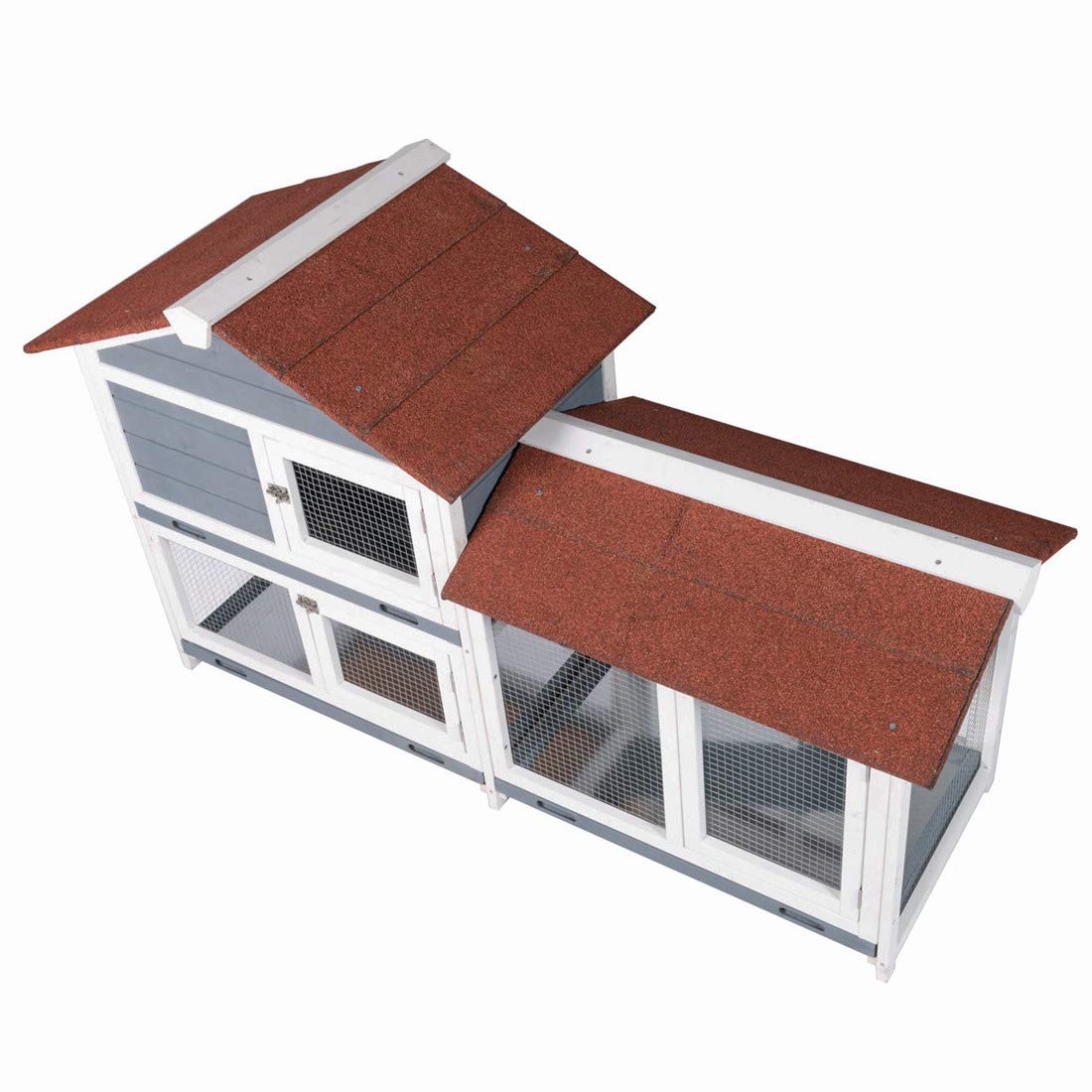 Good Life Two Floors 62' Wooden Outdoor Indoor Roof Waterproof Bunny Hutch Rabbit Cage Guinea Pig Coop Pet House For Small To Medium Animals With Stairs And Cleaning Tray Pet537