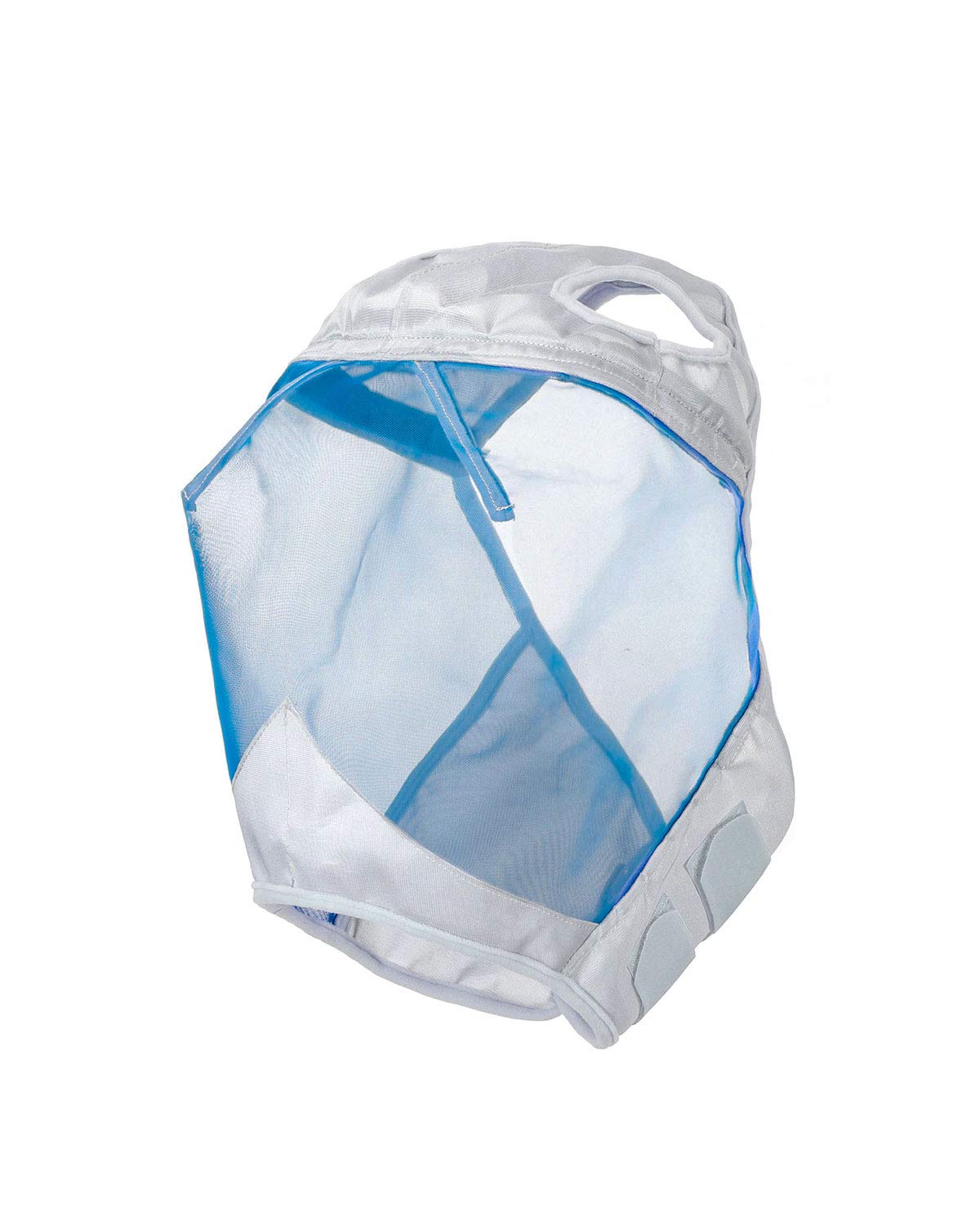 Harrison Howard CareMaster Horse Fly Mask Half Face with Ears Silver/Blue Retro M