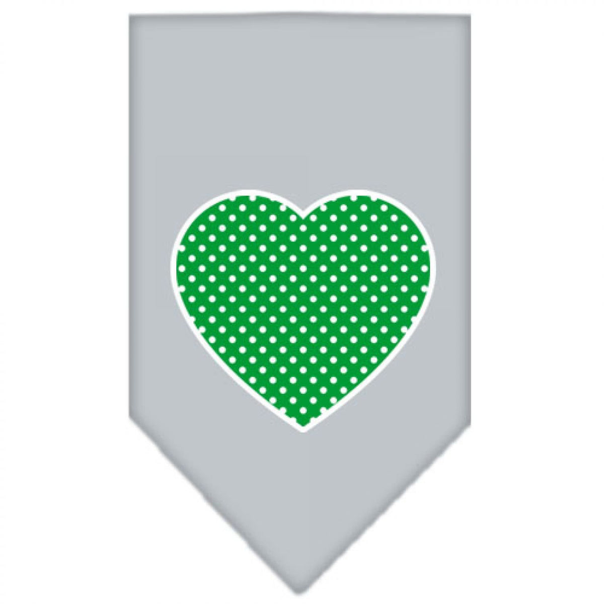 Mirage Pet Products Green Swiss Dot Heart Screen Print Bandana for Pets, Large, Grey
