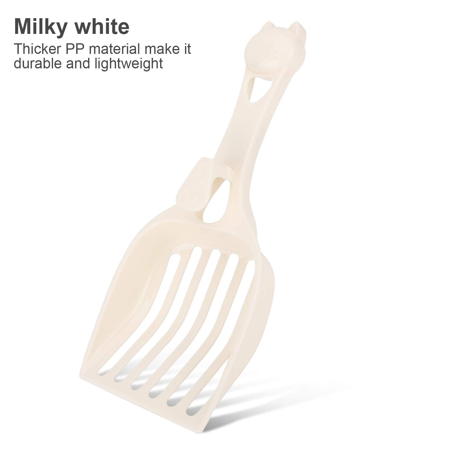 Depets Cat Litter Scoop, Litter Scoop With Wide Slats, Kitty Litter Scooper For Pine Pellets, Durable Plastic Litter Sifter Scoop - Designed For Easy Sifting, Milky White