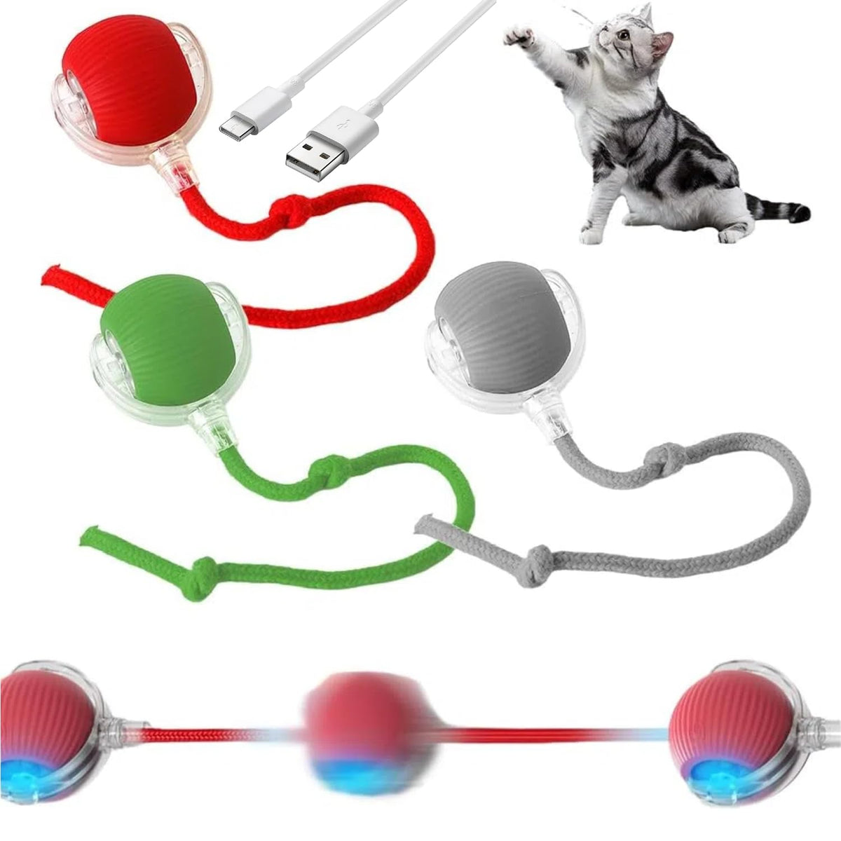 Koujut 2025 Upgraded Interactive Dog Toys - Rolling Ball For Dogs And Cats, Electric Self-Moving Peppy Pet Ball (3 Pack)