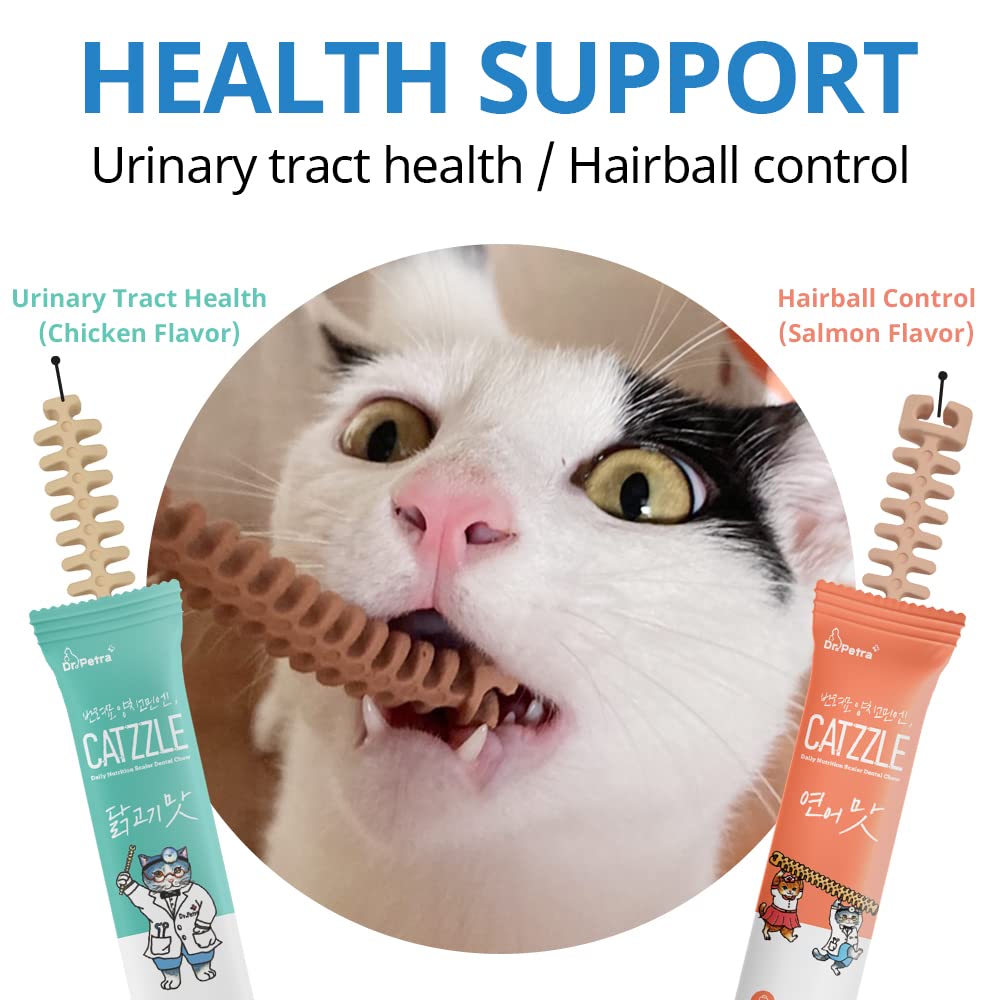 DR.PETRA CATZZLE Cat Treats, Dental Chews for Indoor Cats, Cat Teeth Cleaning, Dental Care Snacks - Urinary Tract Health (Chicke