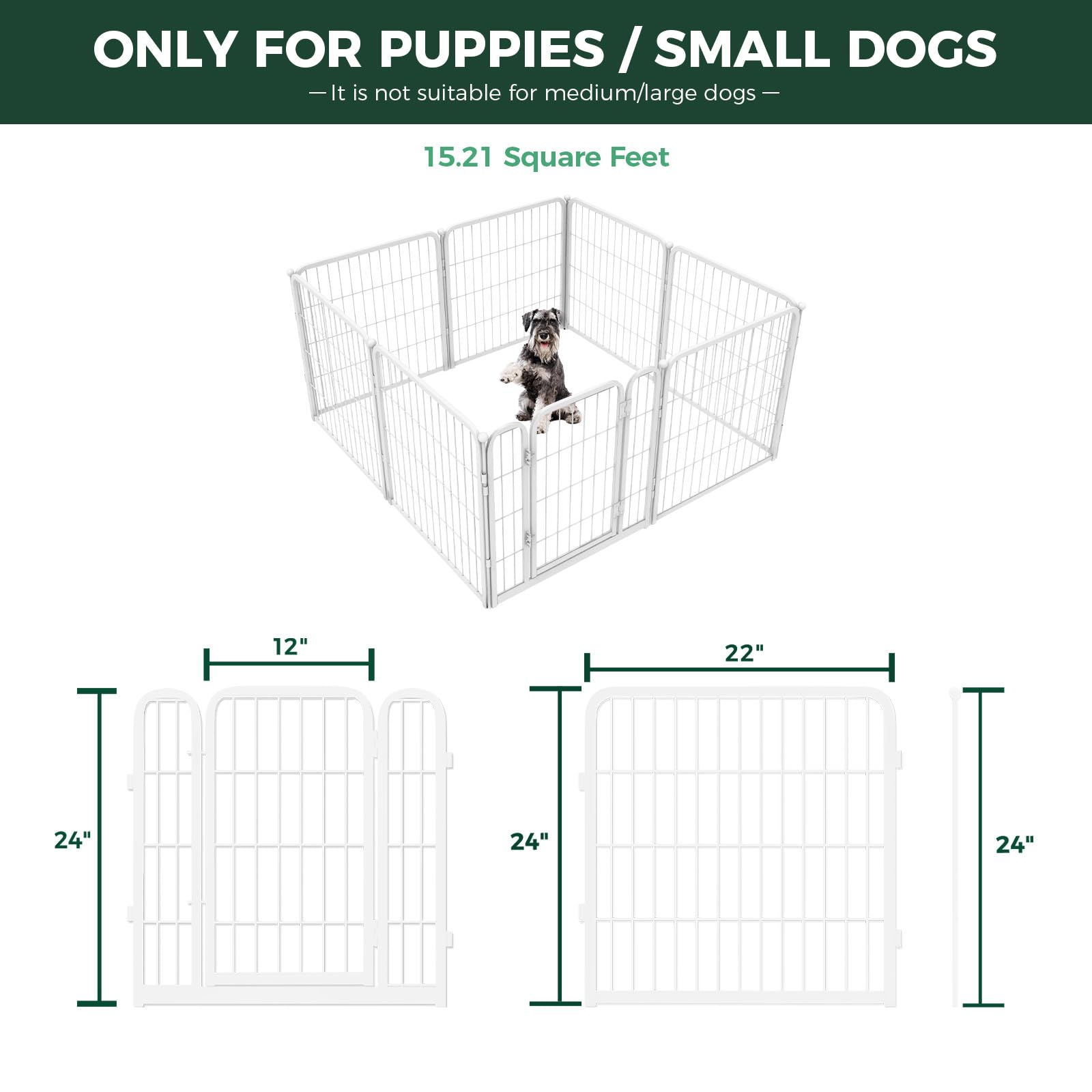 Fxw Homeplus Indoor Dog Playpen - Stress-Free And Safe Play, 24 Inch 8 Panels For Puppy And Small Dogs, White│Patented