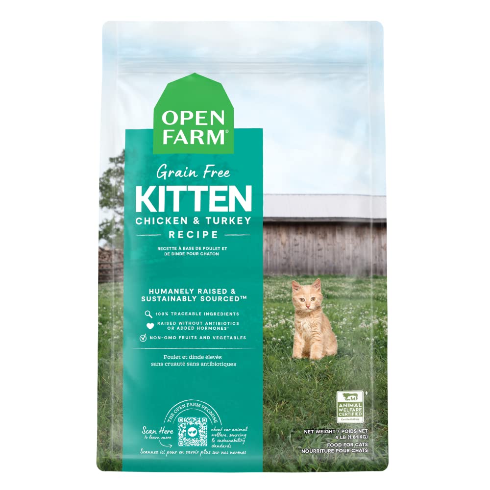 Open Farm, Grain Free Dry Kitten Food, Nutrient Dense Kibble with Protein, Vitamin A, Taurine, Naturally Occurring Fibers & Preb