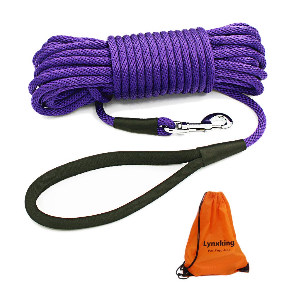 Lynxking Check Cord Dog Leash Long Lead Training Tracking Line Comfortable Handle Heavy Duty Puppy Rope 10Ft 15Ft 30Ft 50Ft For 