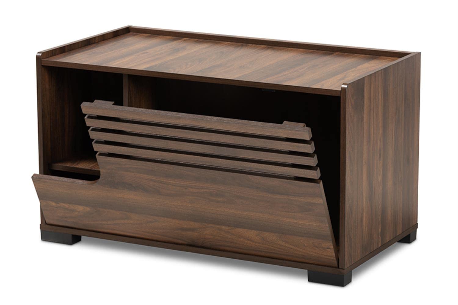 Baxton Studio Claire Modern and Contemporary Walnut Brown Finished Cat Litter Box Cover House