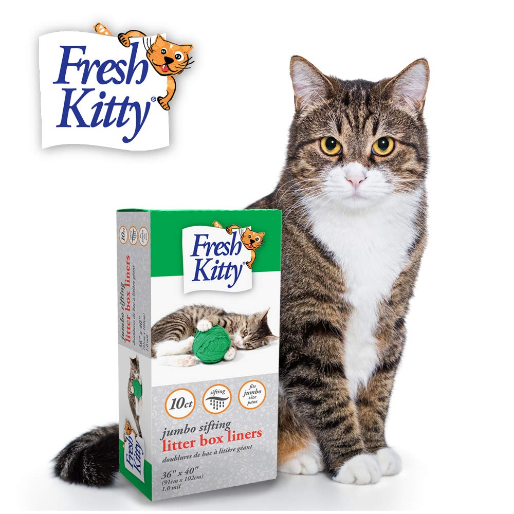 10 Count Fresh Kitty Durable Litter Box Liners, Easy Clean Up Elastic Jumbo Sifting Litter Pan Box Liners, Bags For Pet Cats