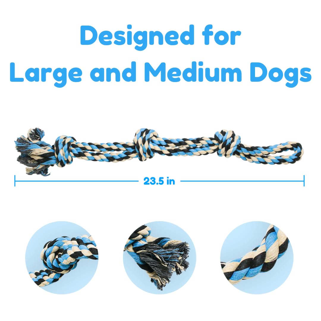 Pacific Pups Products 2 Pack Blue - Xl Dog Rope Toy For Aggressive Chewers - Benefits Non-Profit Dog Rescue - Tug Of War Dog Toy