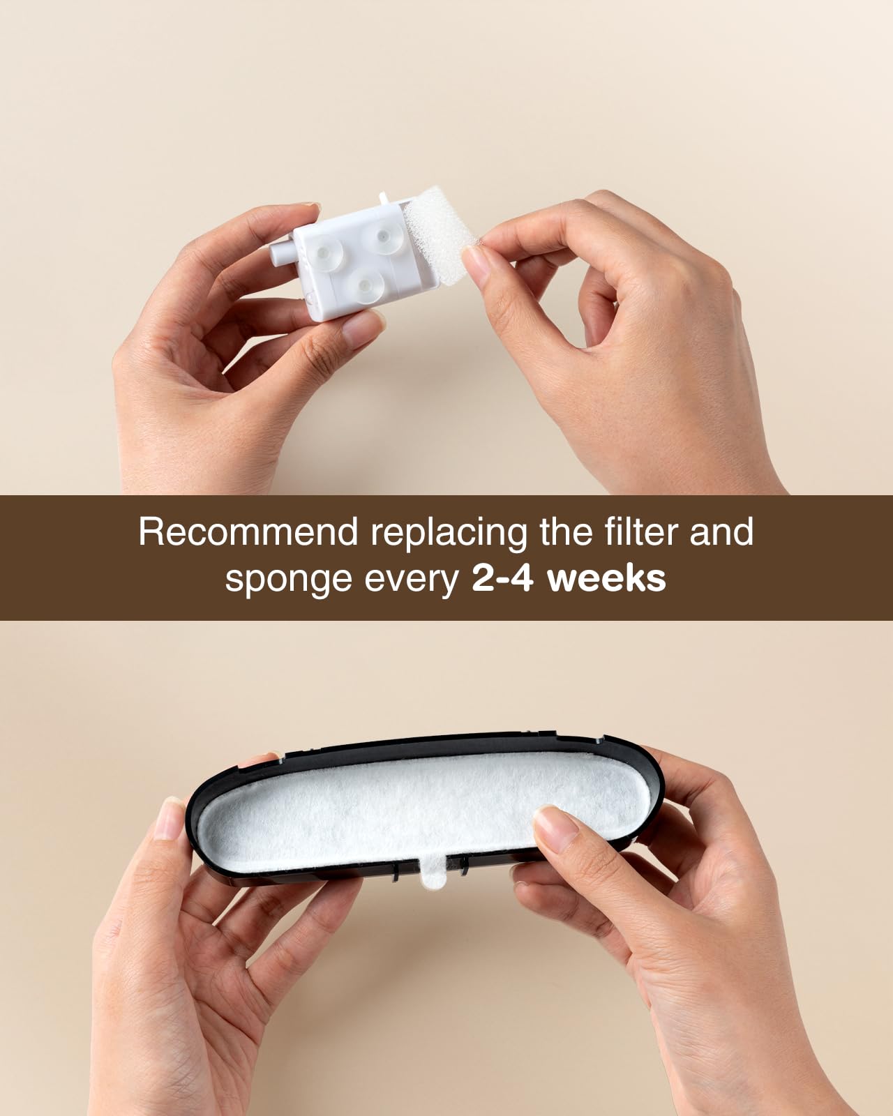 Opowo 6 Packs Replacement Filters & 6 Packs Pump Filter Sponges For 108Oz/3.2L Wireless Cat Water Fountain Ft999, 3 Months Set O