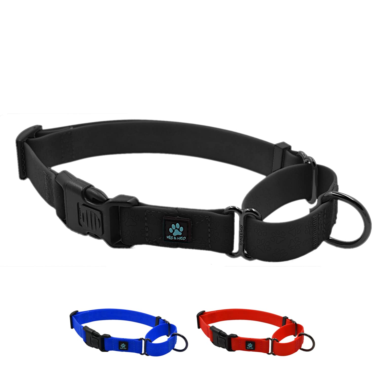 Max And Neo Waterproof Martingale Dog Collar - We Donate A Collar To A Dog Rescue For Every Collar Sold (Large, Red)