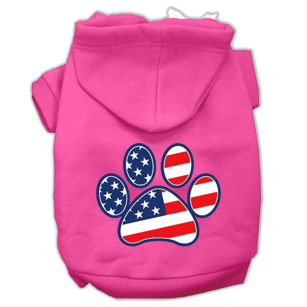 Pet Dog & Cat Hoodie Screen Printed, 'Patriotic Paw' Brown Sm (3-6 Lbs.)