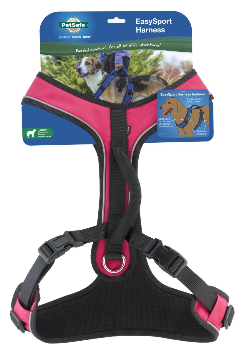 Petsafe Easysport Dog Harness – Adjustable, Padded Dog Harness With Control Handle And Reflective Piping – Large, Pink