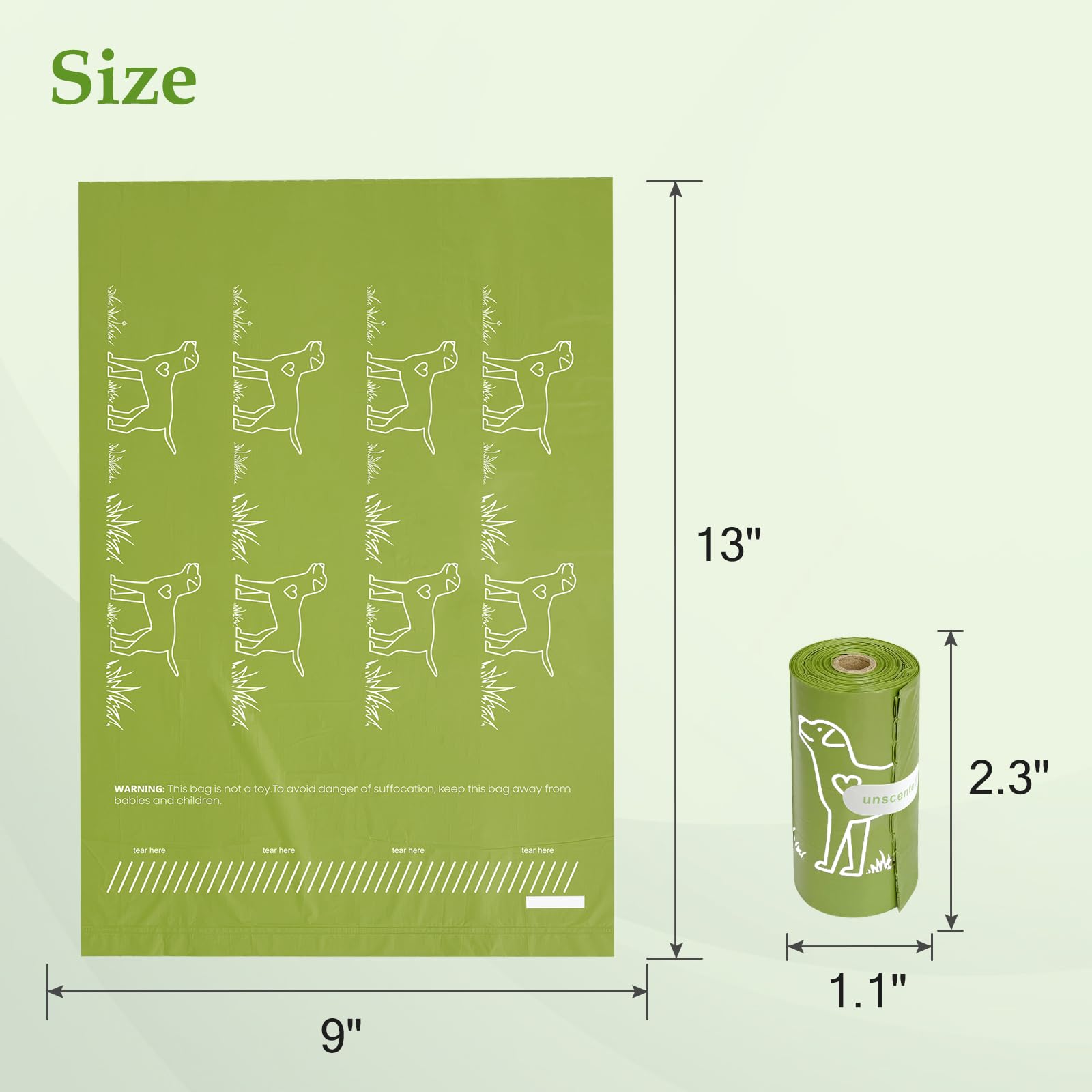 720 Count Unscented 13    X 9   Dog Poop Bags Rolls, Leakproof Strong & Sturdy Waste Bags For Doggie Cat Pet