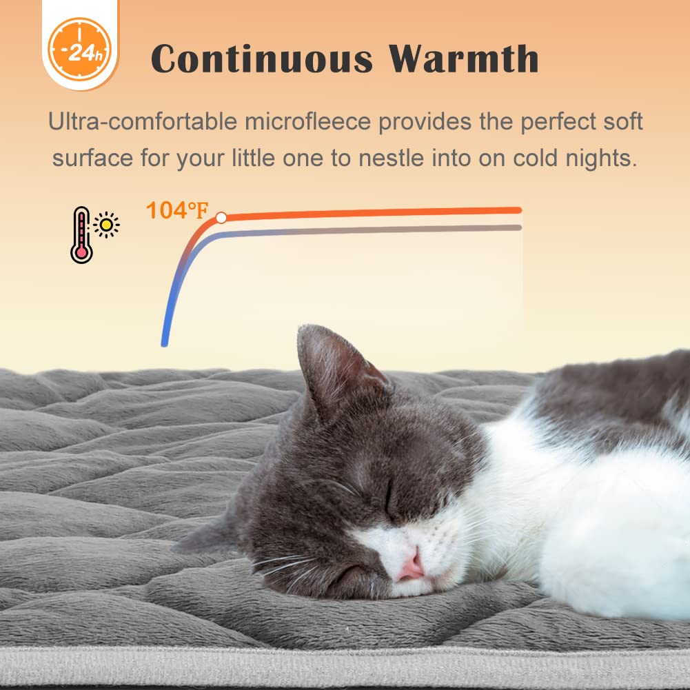 Uligota Self Heating Cat Mat Thermal Pet Bed Mat Self-Warming Pet Crate Pad Medium