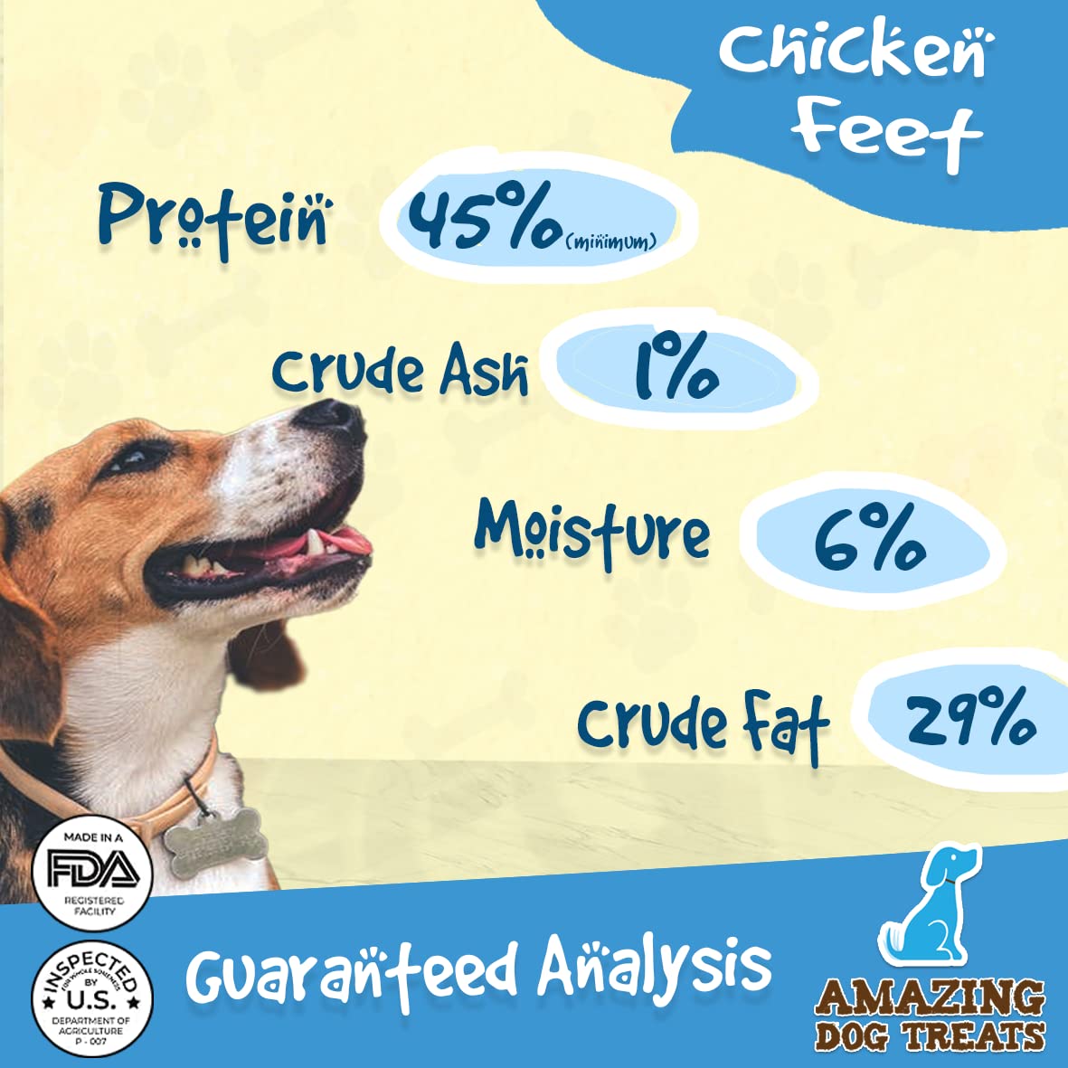 Amazing Dog Treats - Chicken Feet Dog Treats (25 Count) - All Natural Single Ingredient Chicken Feet for Dogs - Premium Quality