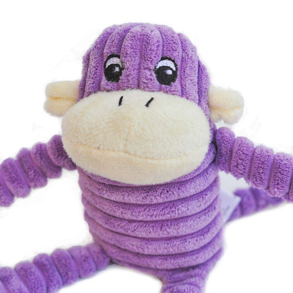 ZippyPaws Spencer Crinkle Monkey Dog Toy - Plush, Squeaker, Small, Purple, Model ZP047
