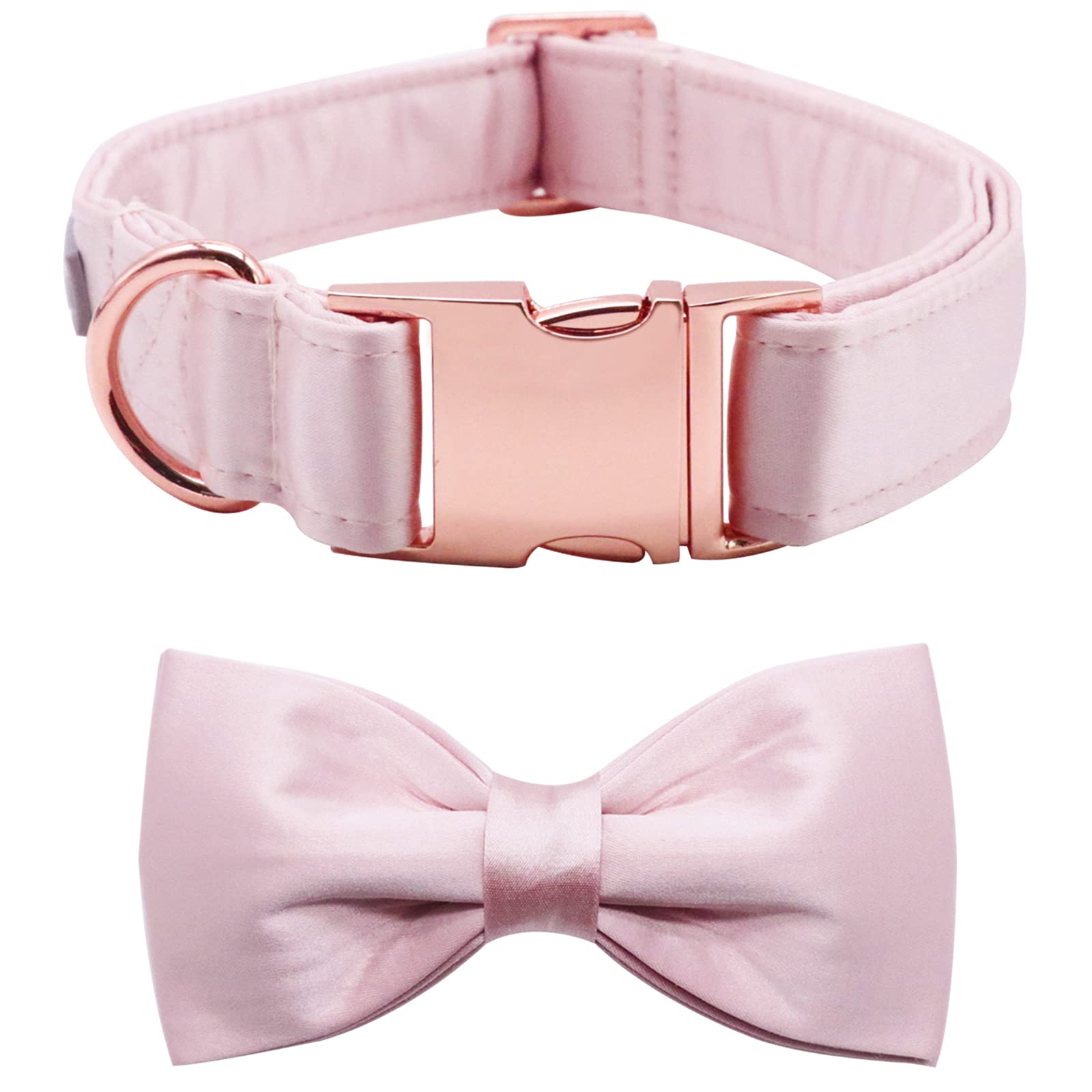 Lionet Paws Bowtie Dog Collar - Comfortable Silk Girl Dog Collar With Detachable Bow Tie For Medium Dogs, Neck 13.5-22 Inches