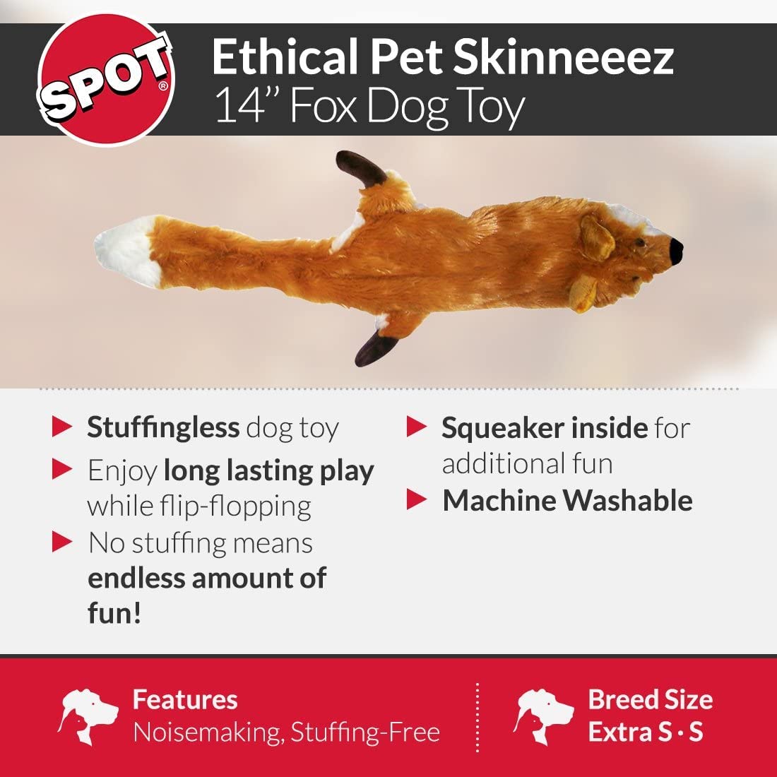 Ethical Pet Plush Fox Skinneez Dog Toy [Set Of 2]