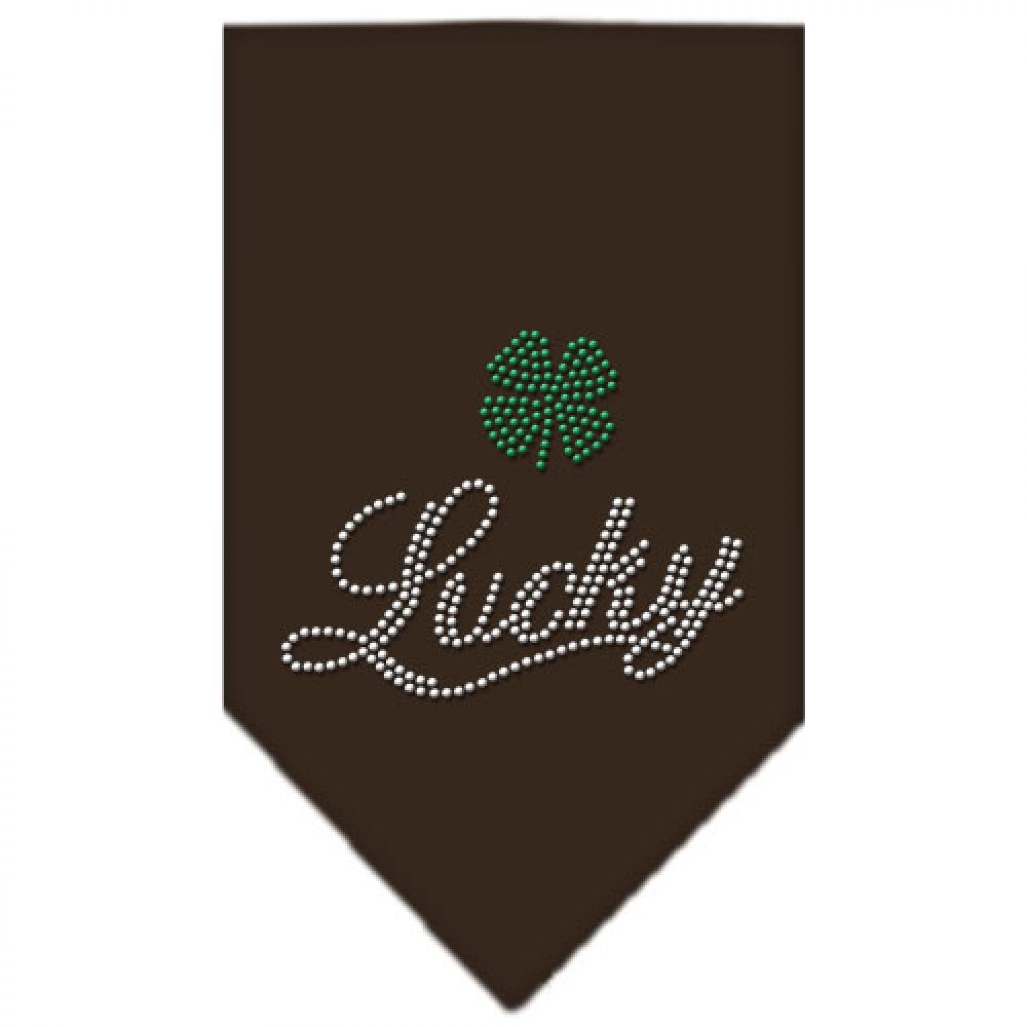 Pet and Dog Bandana Rhinestone, "Lucky Script" Cocoa Large
